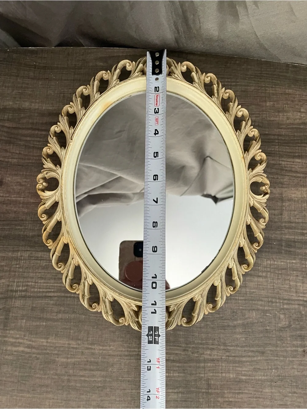 Vintage Syroco 1965 Oval Cream Gold Hollywood Regency Mirror 10x12